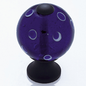  JVJ Hardware 1-3/16_dq_ Dia. Round Glass Knob/Blue Polka Dots 