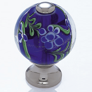  JVJ Hardware 1-3/16_dq_ Dia. Round Glass Knob/Blue Flowers 