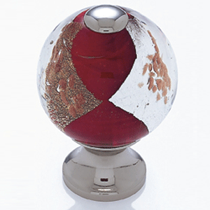  JVJ Hardware 1-3/16_dq_ Dia. Round Glass Knob/Gold & Silver On Red 