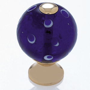  JVJ Hardware 1-3/16_dq_ Dia. Round Glass Knob/Blue Polka Dots 