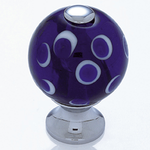  JVJ Hardware 1-3/16_dq_ Dia. Round Glass Knob/Blue Polka Dots 