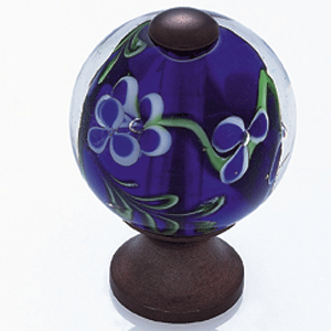  JVJ Hardware 1-3/16_dq_ Dia. Round Glass Knob/Blue Flowers 