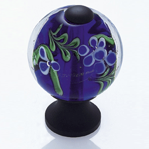  JVJ Hardware 1-3/16_dq_ Dia. Round Glass Knob/Blue Flowers 