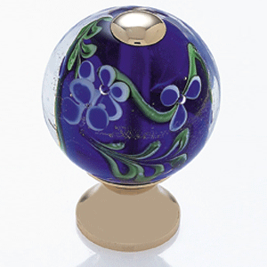  JVJ Hardware 1-3/16_dq_ Dia. Round Glass Knob/Blue Flowers 