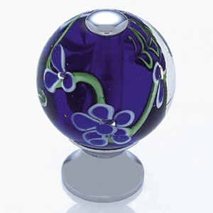  JVJ Hardware 1-3/16_dq_ Dia. Round Glass Knob/Blue Flowers 