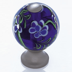  JVJ Hardware 1-3/16_dq_ Dia. Round Glass Knob/Blue Flowers 