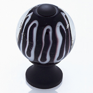  JVJ Hardware 1-3/16_dq_ Dia.Glass Knob/Clear W/Zebra Stripes 