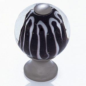  JVJ Hardware 1-3/16_dq_ Dia.Glass Knob/Clear W/Zebra Stripes 