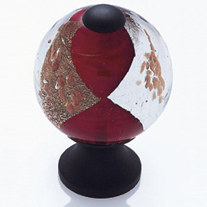  JVJ Hardware 1-3/16_dq_ Dia. Round Glass Knob/Gold & Silver On Red 