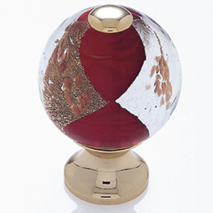  JVJ Hardware 1-3/16_dq_ Dia. Round Glass Knob/Gold & Silver On Red 