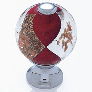  JVJ Hardware 1-3/16_dq_ Dia. Round Glass Knob/Gold & Silver On Red 