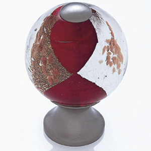  JVJ Hardware 1-3/16_dq_ Dia. Round Glass Knob/Gold & Silver On Red 