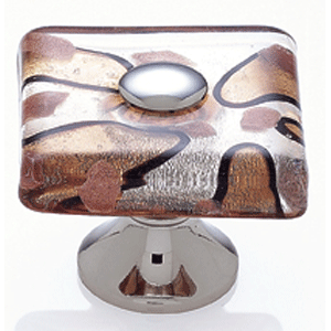  JVJ Hardware 1-3/8_dq_ Dia. Flat Square Glass Knob/Silver & Gold 