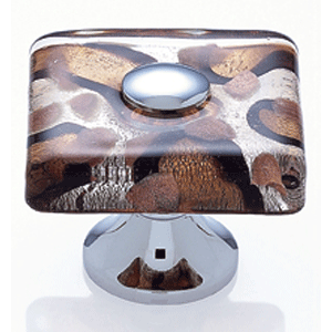  JVJ Hardware 1-3/8_dq_ Dia. Flat Square Glass Knob/Silver & Gold 