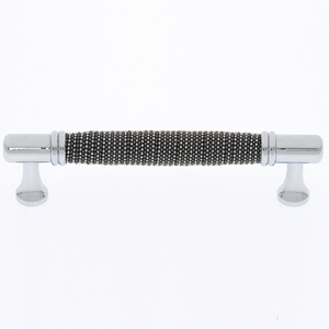  JVJ Hardware 128MM C/C Black/Chrome Beaded Pull 