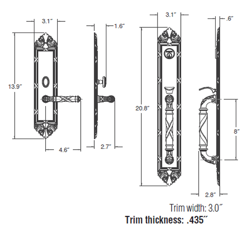 Baldwin Hardware 6952 Door Hardware Mortise Handleset